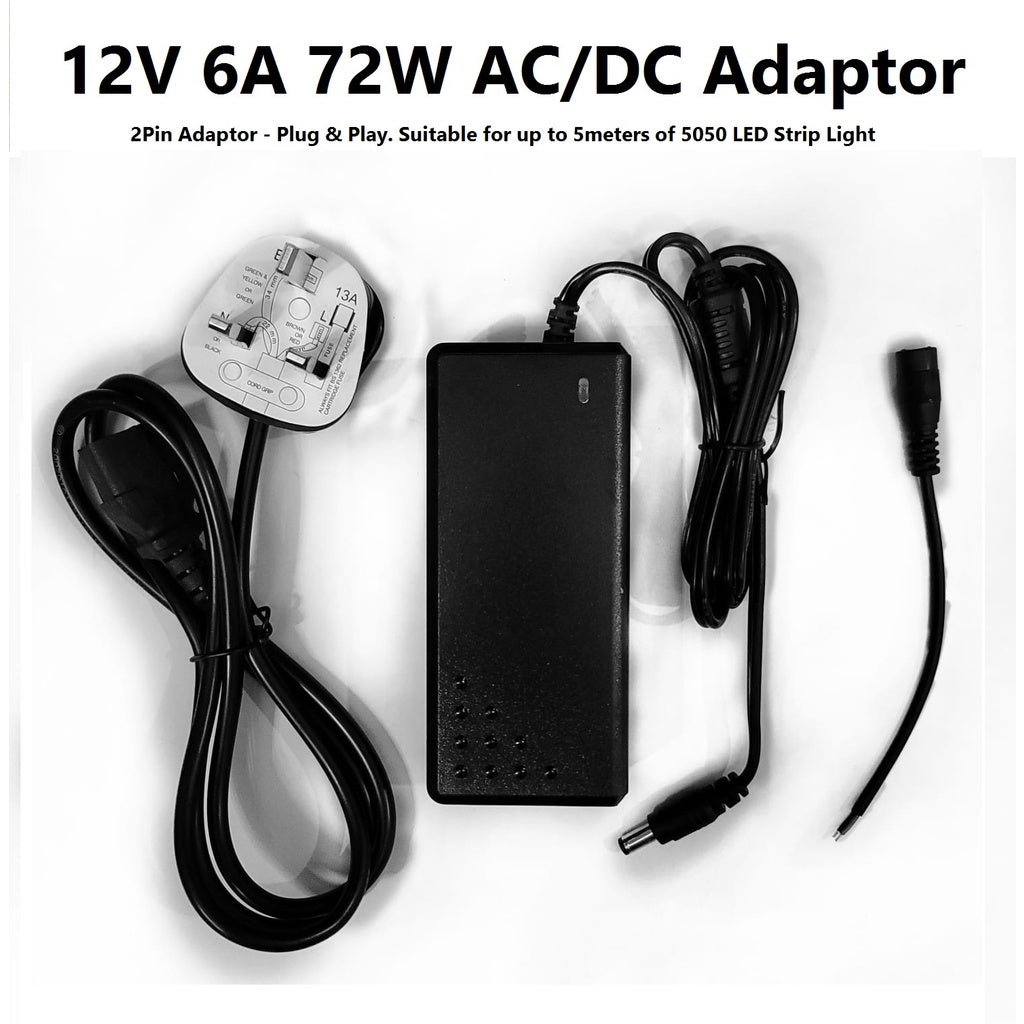 LED strip light AC DC Power Supply Adaptor Transformer 12V 6A 72W LED Driver 4HOME SINGAPORE - 4HOME