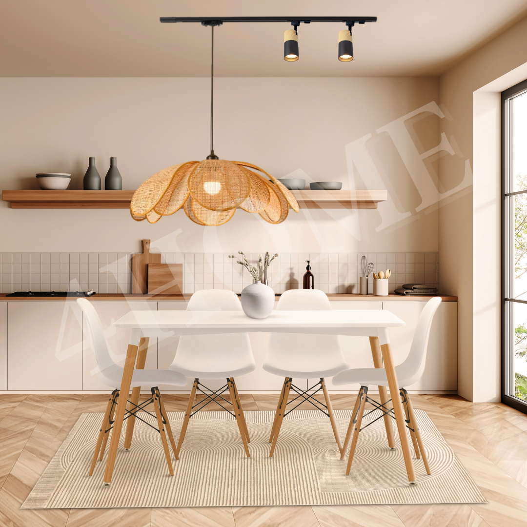 Japanese Rattan Wood Print GU10 Track Holder with E27 Pendant Track Light 4HOME SINGAPORE - 4HOME