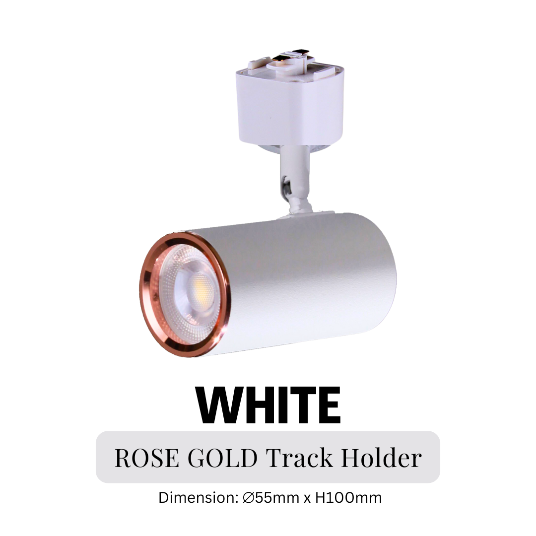 Deluxe Black White with Rose Gold Ring GU10 Track Light Holder 4HOME SINGAPORE - 4HOME