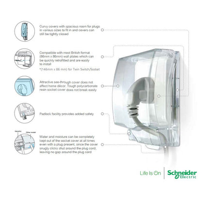 Schneider Electric Kavacha Weatherproof Socket Cover Switch Cover Waterproof Protector Cover 1G 2G 1Gang 2Gang 4HOME SINGAPORE - 4HOME