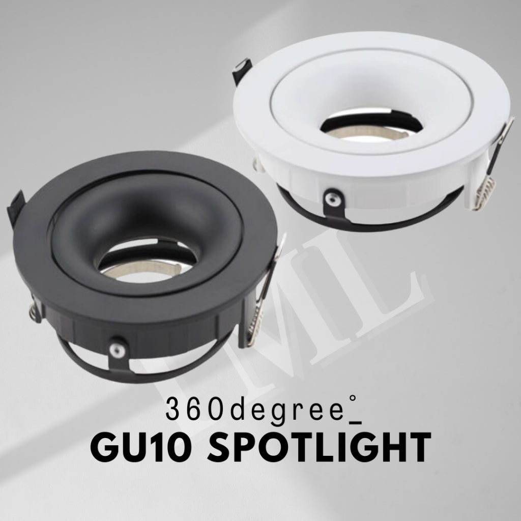 360 Adjustable GU10 Recessed Spotlight – Black & White | Anti-Glare Ceiling Downlight