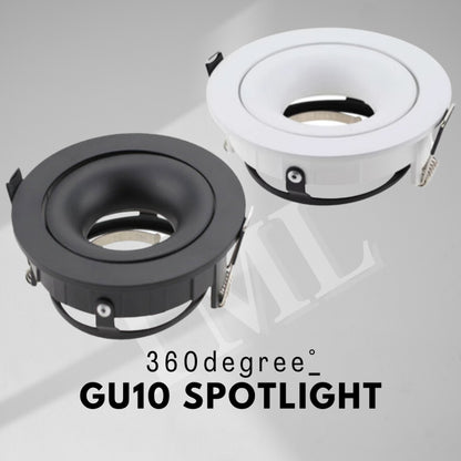 360 Adjustable GU10 Recessed Spotlight – Black & White | Anti-Glare Ceiling Downlight