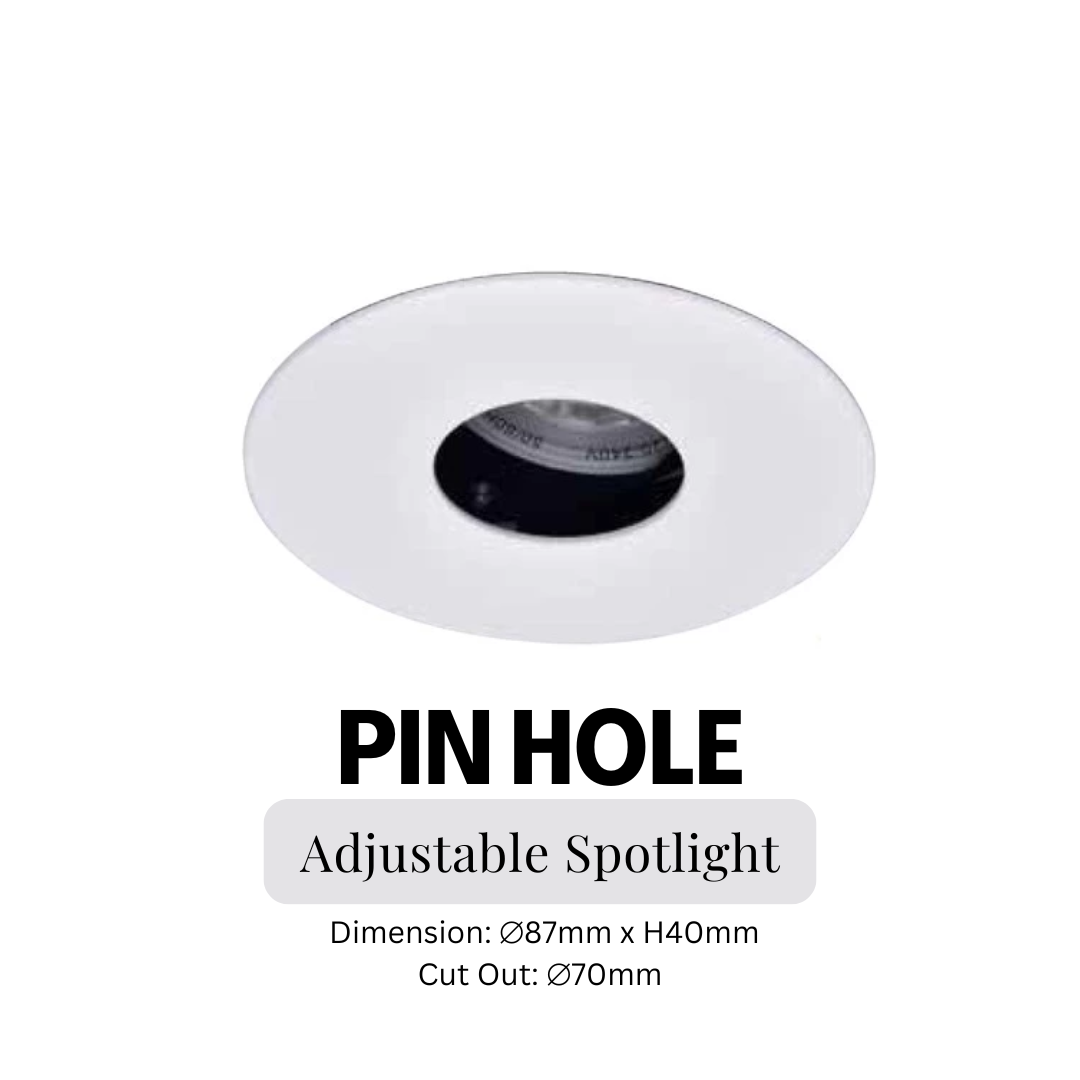 Invisible Adjustable Pin hole Round GU10 Recessed Spotlight Narrow Angle 4HOME SINGAPORE - 4HOME