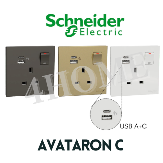 Schneider Electric AvatarOn C USB Socket Type A+C White Dark Grey Wine Gold 4HOME SINGAPORE - 4HOME