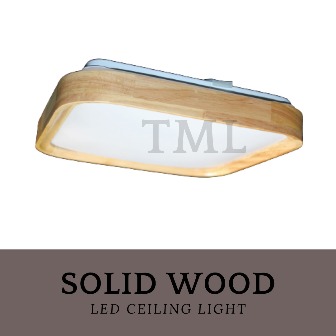 Japanese Design Solid Real Wood LED Ceiling Light 36W 48W Walnut Pine
