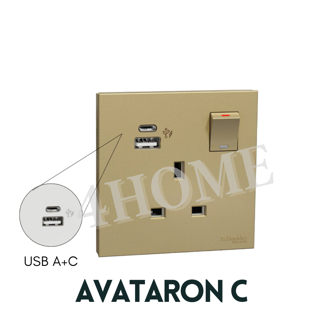 Schneider Electric AvatarOn C USB Socket Type A+C White Dark Grey Wine Gold 4HOME SINGAPORE - 4HOME