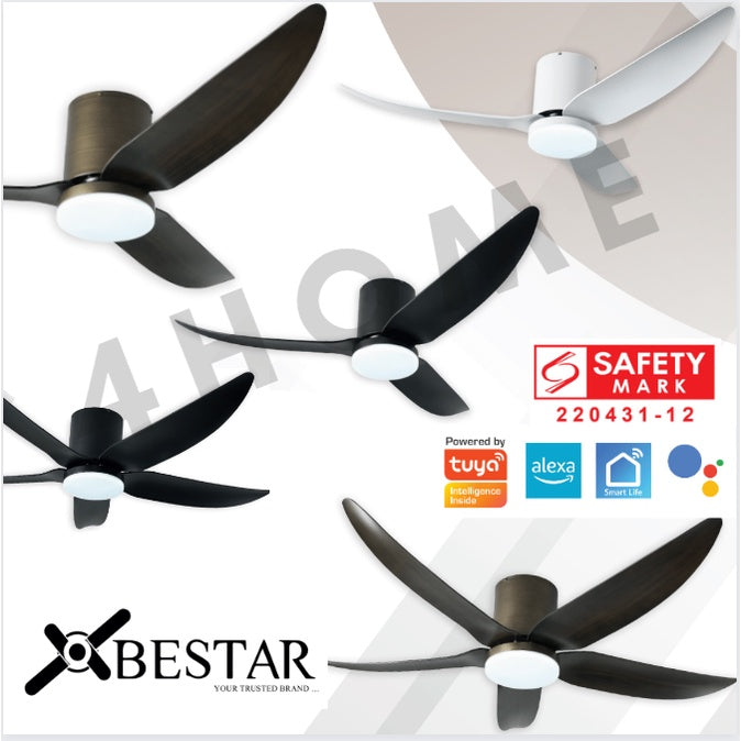 BESTAR Designer Hugger Smart Wifi Controlled Ceiling Fan VITO 3 VITO 5 DC Motor 40" 42" 50" 52" 3blades 5blades 4HOME SINGAPORE - 4HOME