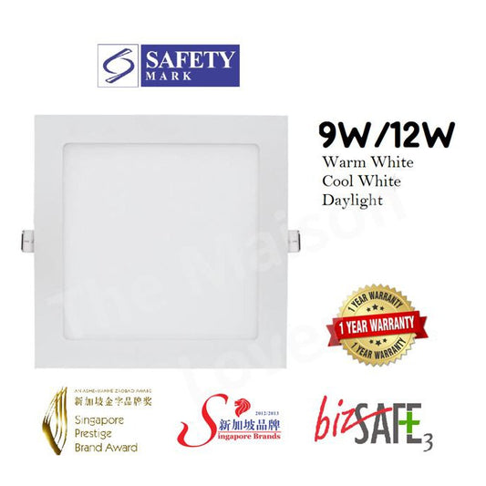 LED Downlight Panel Square 9W 12W Singapore Safety Mark Recessed Panel Ceiling Light 4HOME SINGAPORE - 4HOME