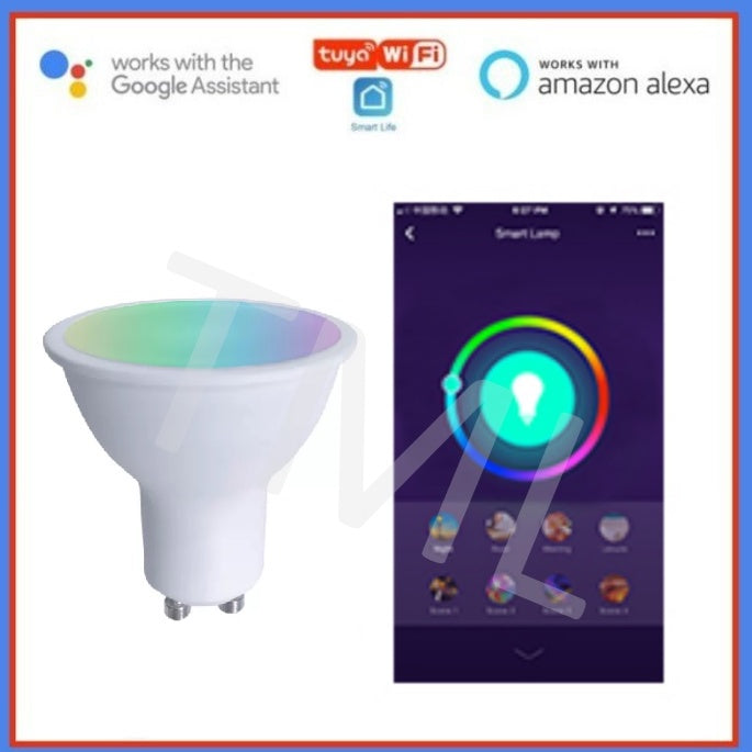 [SG Stock] 4HOME SINGAPORE GU10 WIFI Smart LED Bulb RGB + W Dimmable 5W Works with Google Home Amazon Alexa - 4HOME