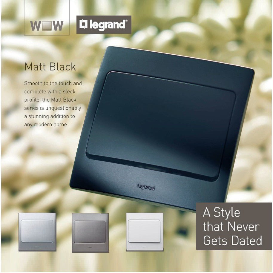 Legrand Mallia 2G Multistandard socket outlet with USB charger White Matt Black Silver 4HOME SINGAPORE - 4HOME