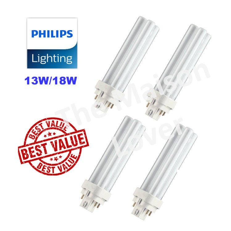 [Bundle of 4 / Bundle of 2] Philips Master PL-C / PLC 4 Pin 4P 13W 18W Light Tube 840 865 4HOME SINGAPORE - 4HOME