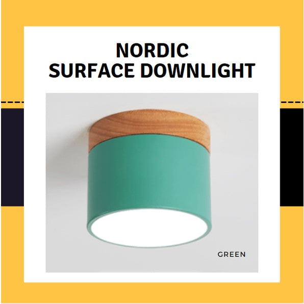 4HOME SINGAPORE 7W Nordic LED Surface Downlight Spotlight Black White Grey with Wood - 4HOME