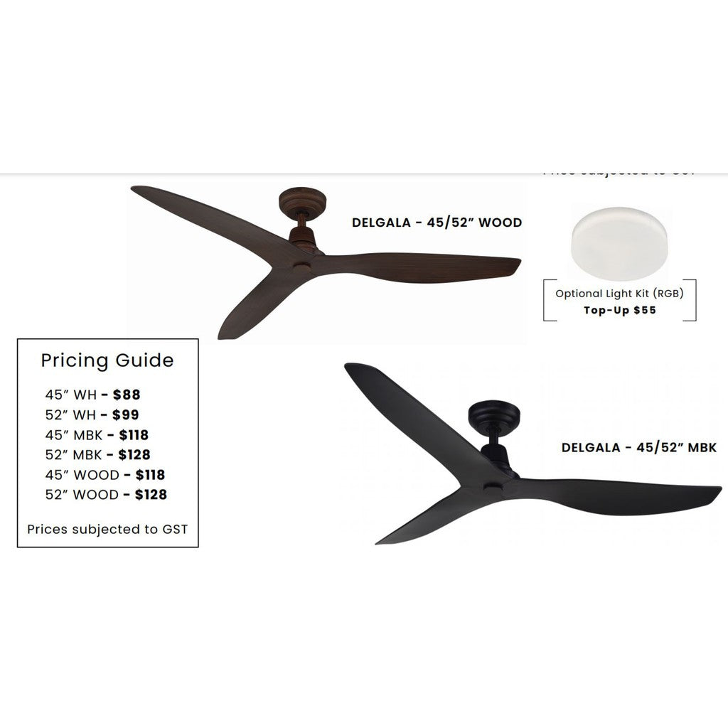 Fanco DELGALA DC Ceiling Fan 45" 52" (Safety Mark) 4HOME SINGAPORE - 4HOME