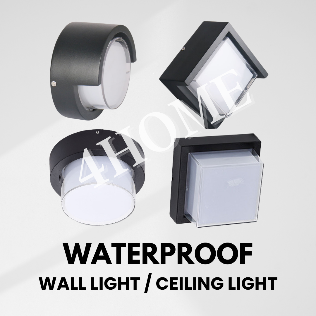 Waterproof Ceiling Light Wall Light Black Frame 15W IP65 Outdoor Balcony Bathroom 4HOME SINGAPORE - 4HOME