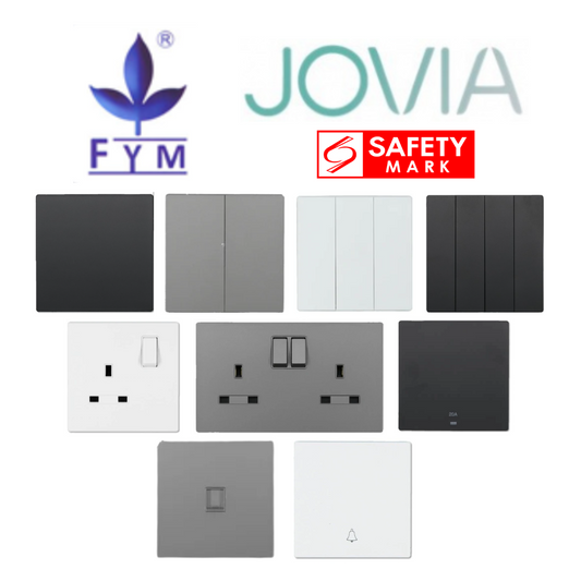 FYM Jovia 1Gang 1Way 2Way Light Switch Matt Black Space Grey White 4HOME SINGAPORE - 4HOME