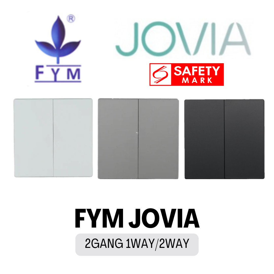 FYM Jovia White Grey Matt Black Frameless Switch Socket 1G 2G 3G 4G 1Way 2Way Single Double Door Bell 20A Heater 4HOME SINGAPORE - 4HOME