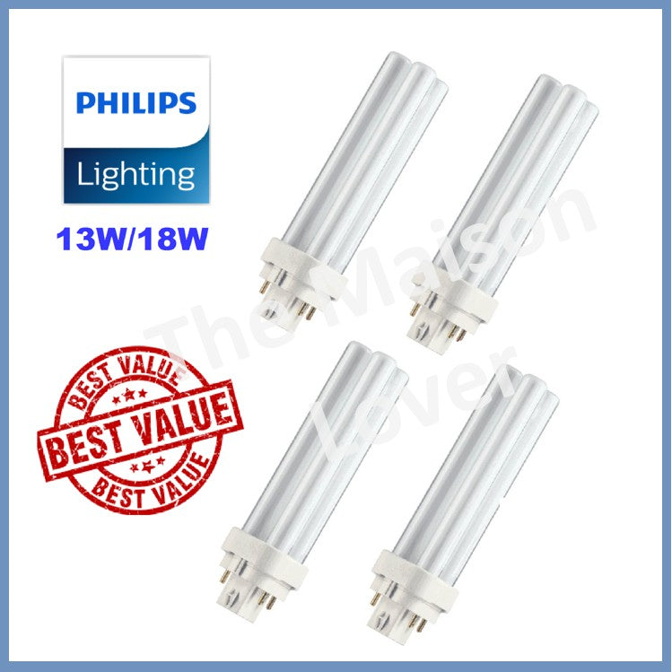 [Bundle of 4 / Bundle of 2] Philips Master PL-C / PLC 4 Pin 4P 13W 18W Light Tube 840 865 4HOME SINGAPORE - 4HOME