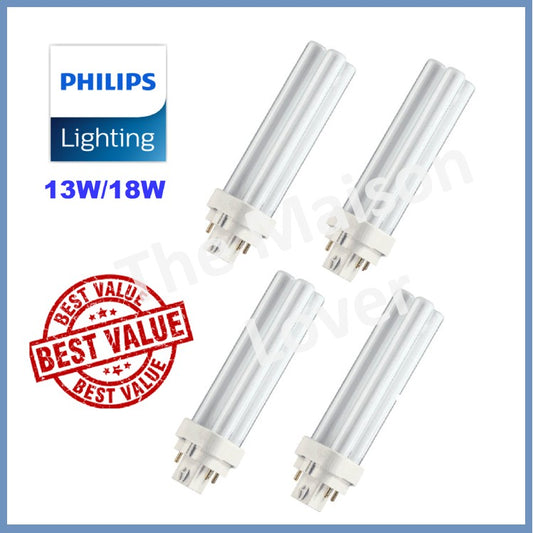 [Bundle of 4 / Bundle of 2] Philips Master PL-C / PLC 4 Pin 4P 13W 18W Light Tube 840 865 4HOME SINGAPORE - 4HOME