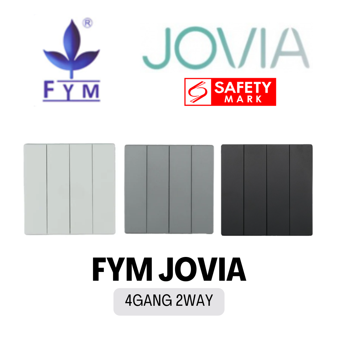 FYM Jovia White Grey Matt Black Frameless Switch Socket 1G 2G 3G 4G 1Way 2Way Single Double Door Bell 20A Heater 4HOME SINGAPORE - 4HOME