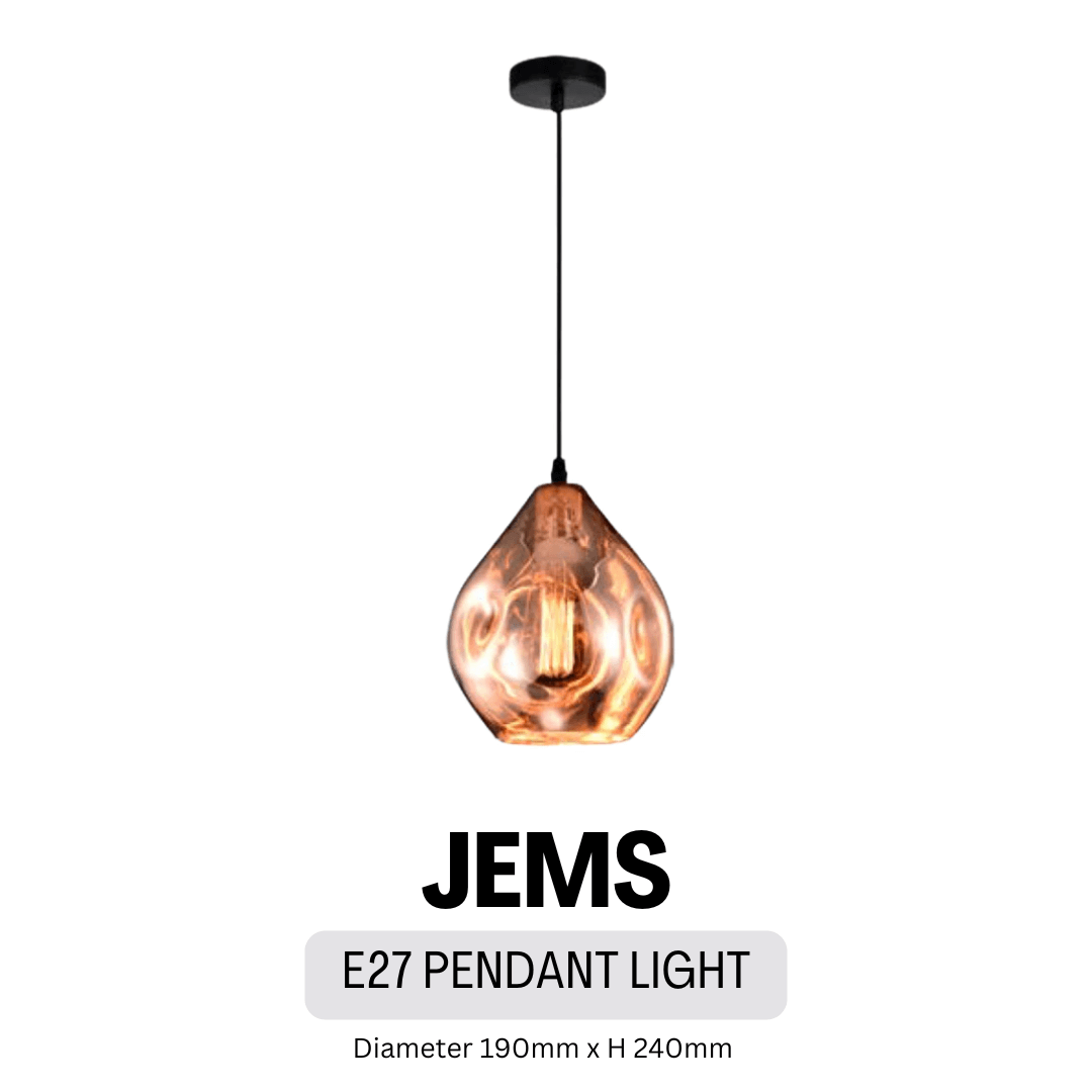 Premium Jems Jewel Design E27 Chrome Rose Gold Pendant Light 4HOME SINGAPORE - 4HOME