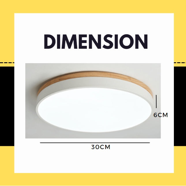 Nordic LED Ceiling Light Black White with Wood 24W 36W 4HOME SINGAPORE - 4HOME