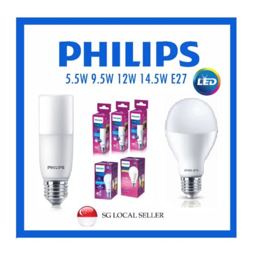 Philips LED Bulb E27 5.5W 9.5W 12W 14.5W 4HOME SINGAPORE - 4HOME
