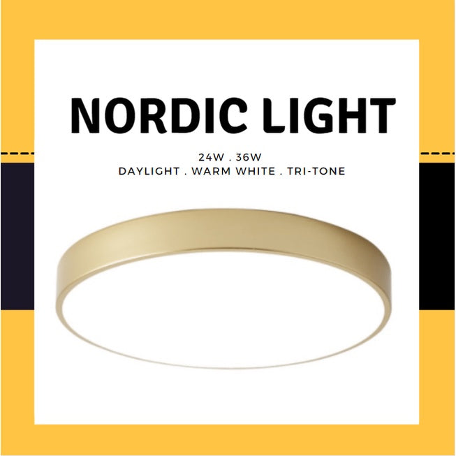 24W 36W Nordic LED Ceiling Light Minimal Ceiling Light Gold Design- Daylight Warm White Tri-tone Macaron 4HOME SINGAPORE - 4HOME