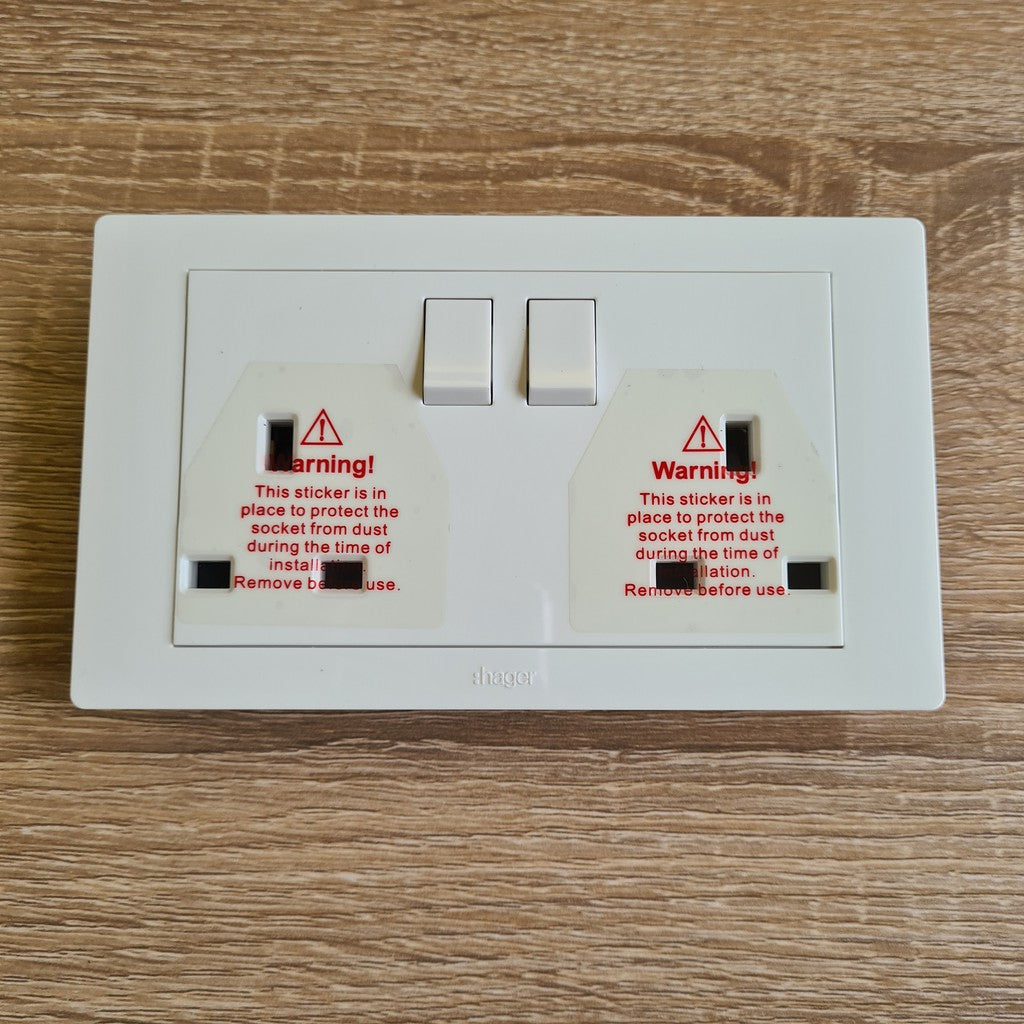 Hager MUSE 13A Single Double Socket Outlet 1x13A 2x13A 4HOME SINGAPORE - 4HOME