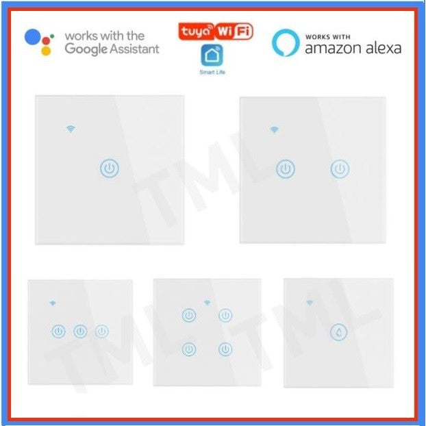 [SG Stock] 4HOME SINGAPORE WIFI Smart Switch Wifi Switch No Neutral White Black Google Home Amazon Alexa 1 2 3 4 Gang Heater 20A - 4HOME