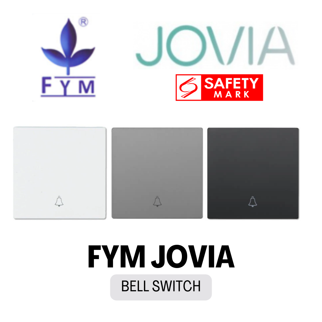 FYM Jovia White Grey Matt Black Frameless Switch Socket 1G 2G 3G 4G 1Way 2Way Single Double Door Bell 20A Heater 4HOME SINGAPORE - 4HOME