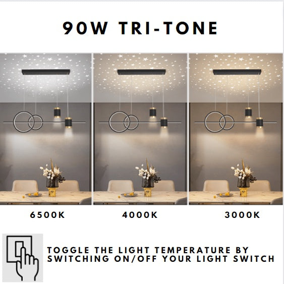 Premium Starry Black Gold Chandelier Pendant Light 90W Tri-tone 4HOME SINGAPORE - 4HOME