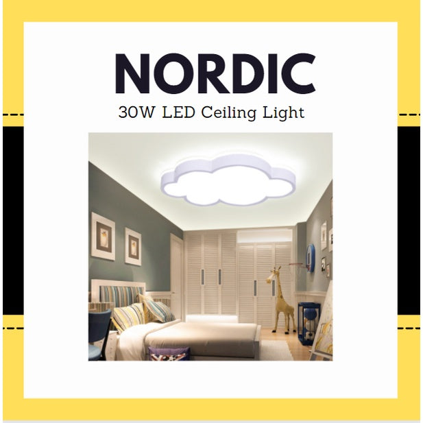 4HOME SINGAPORE 30W Nordic LED Ceiling Light Cloud Design- Daylight Kids Children Room - 4HOME