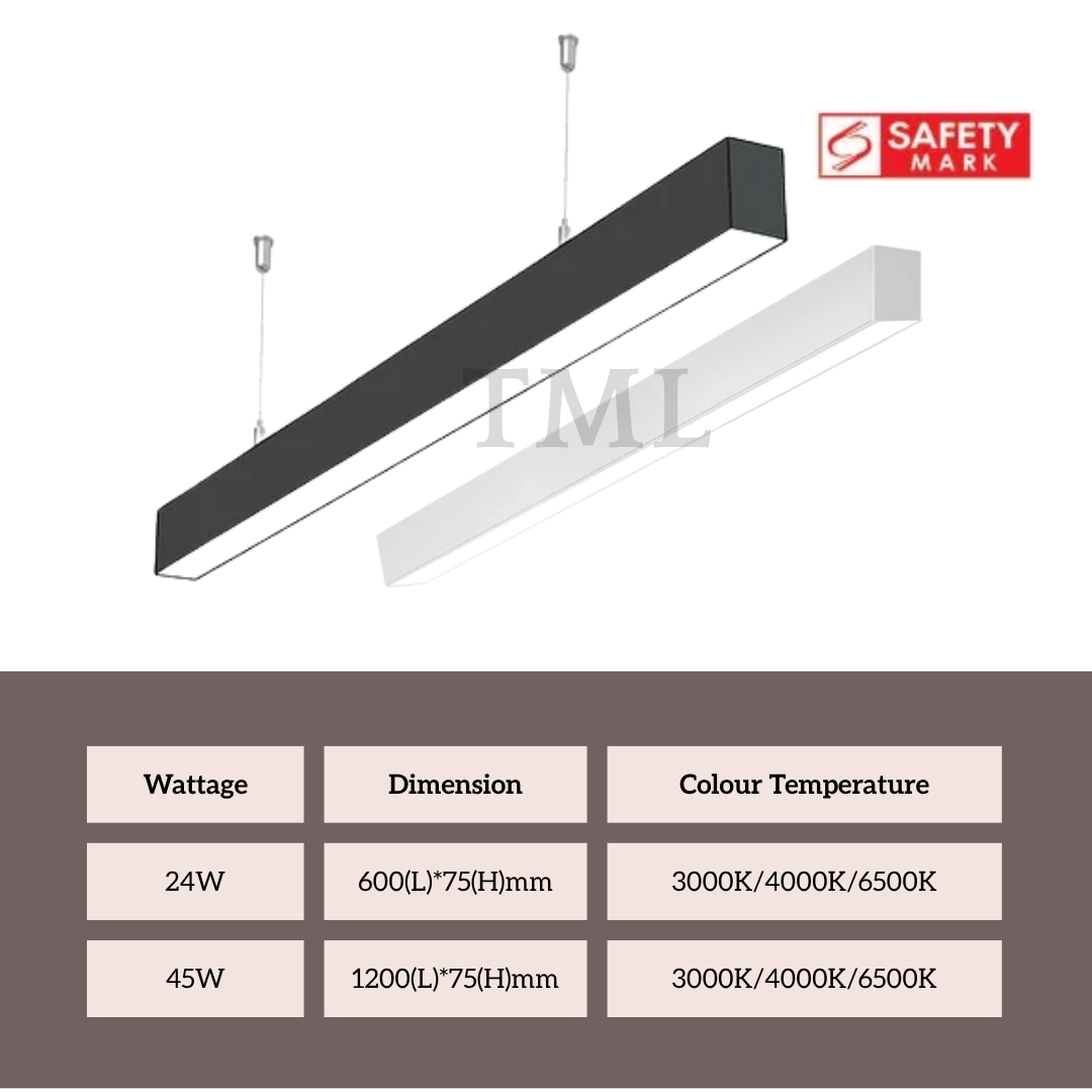 Premium Safety Mark High Brightness 24W 45W LED linear light Surface mount Pendant Light 4HOME