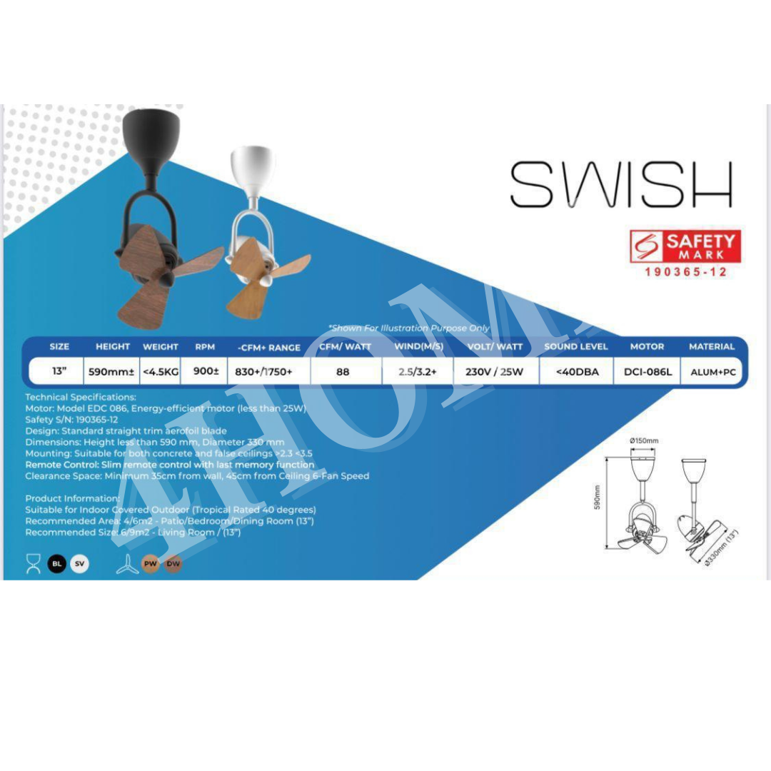 Alaska SWISH 13″ CORNER DC CEILING FAN Dark Wood Parquet Wood White 4HOME SINGAPORE - 4HOME