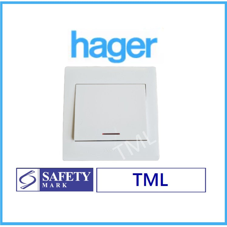 Hager Water Heater Double Pole DP Single Switch 20A with Neon 1Gang 1Way 2Way 1G1W 1G2W 4HOME SINGAPORE - 4HOME