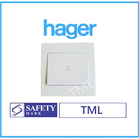 Hager Door Bell Switch White with Bell Logo 4HOME SINGAPORE - 4HOME