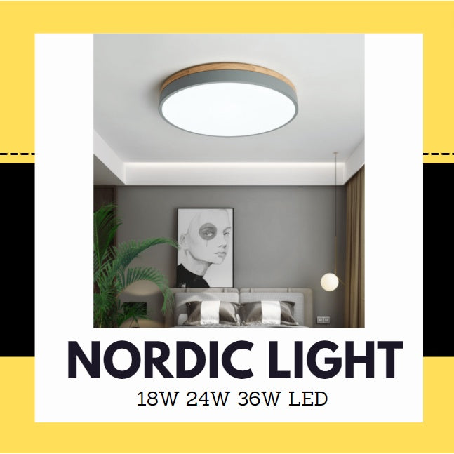 Nordic LED Ceiling Light Black White with Wood 24W 36W 4HOME SINGAPORE - 4HOME