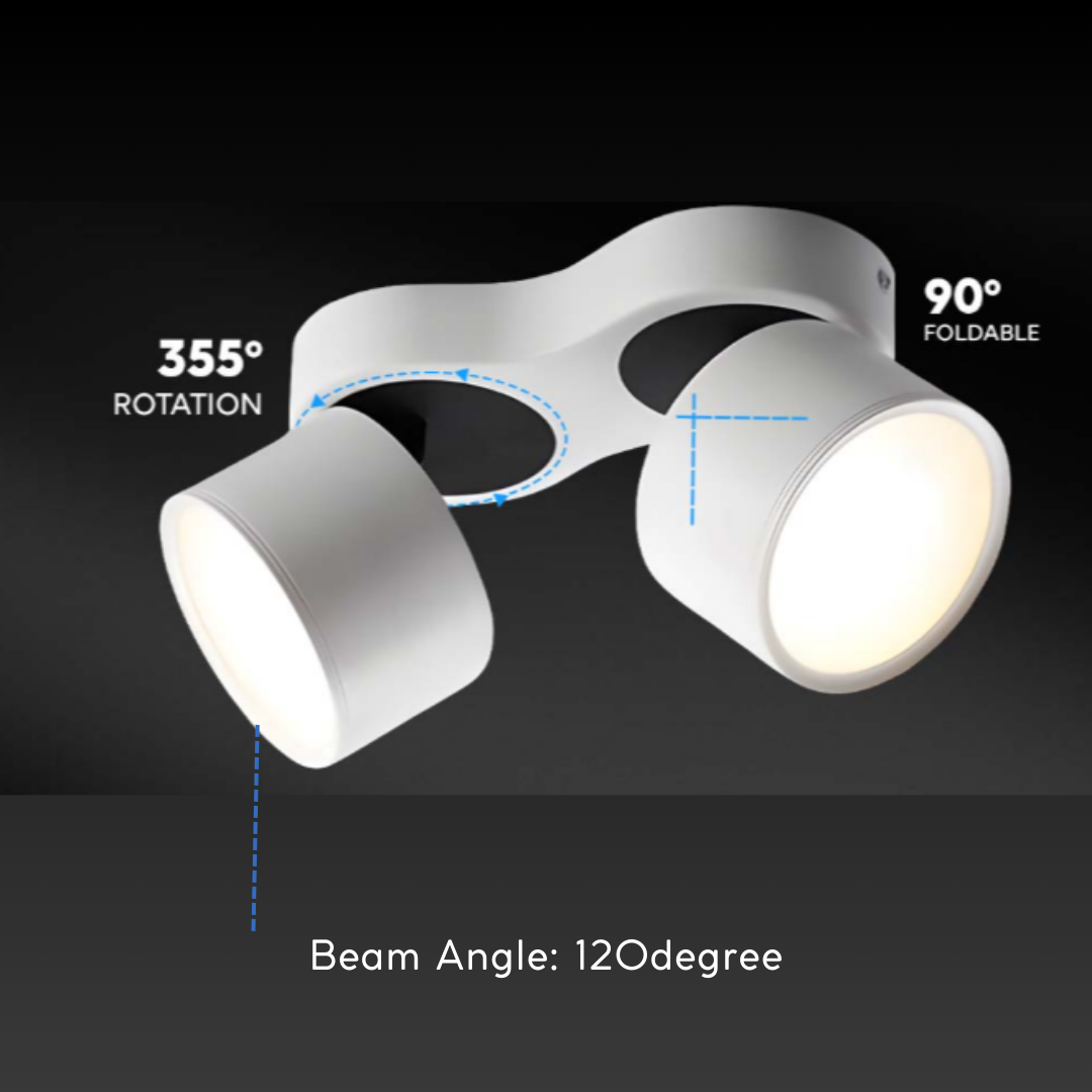 DUO Diffused Double Head Rotatable Surface Downlight with Adjustable Angle