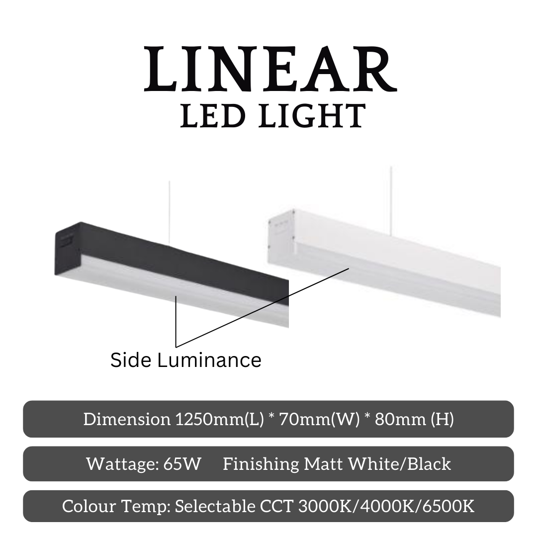 Premium High Power 65W LED Linear Ceiling Light Surface / Pendant Office Kitchen Living Room Selectable CCT