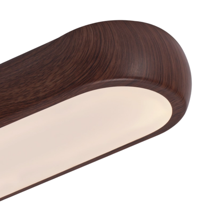Longitude Japanese Wood Print Oval Shaped Linear LED Ceiling Light– Modern Nordic 24W Tritone Pine Walnut