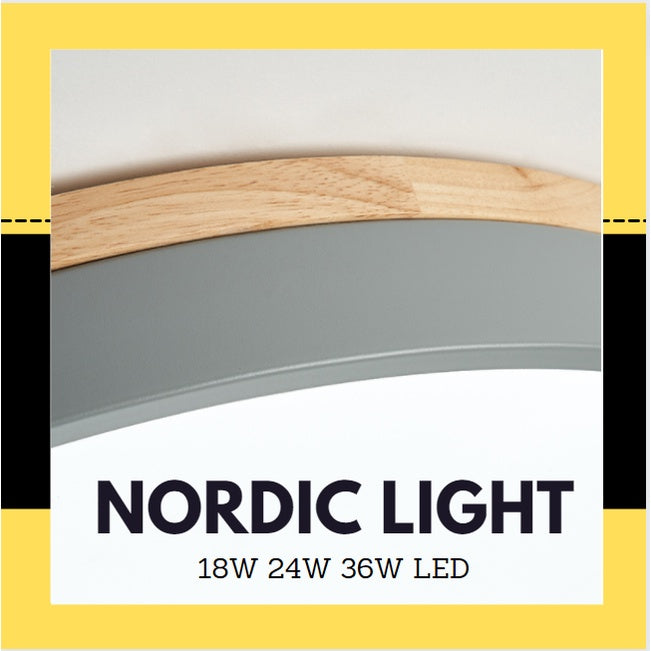 Nordic LED Ceiling Light Black White with Wood 24W 36W 4HOME SINGAPORE - 4HOME