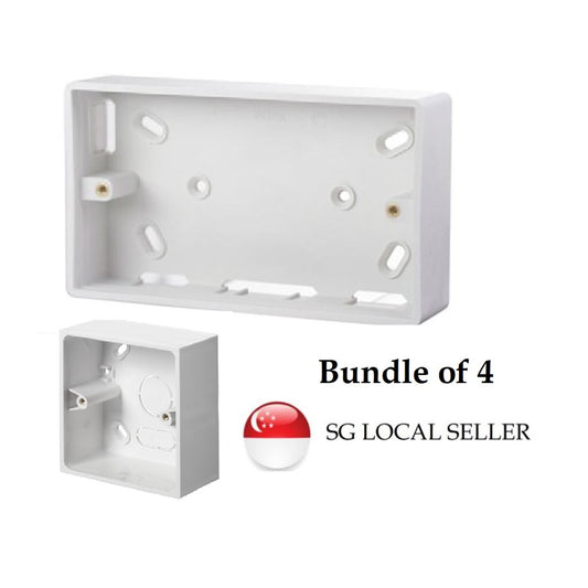 [Bundle of 4] 2Gang 1Gang Switch Socket Surface Mounting Box Standard Size White 4HOME SINGAPORE - 4HOME