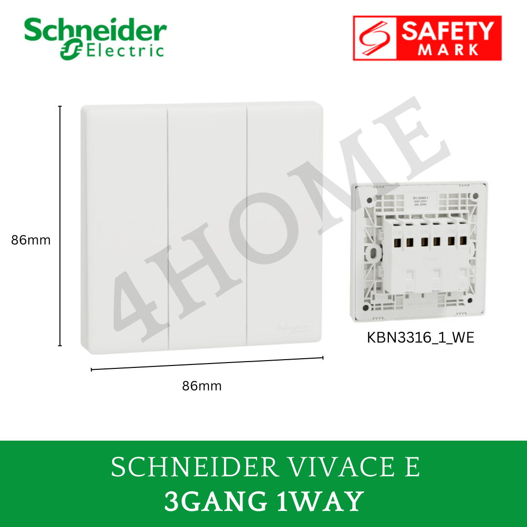 Schneider Vivace E White Switch Socket – Modern Minimalist Design Frameless Glossy White