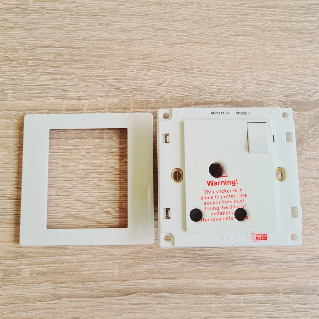 Hager WGMS115S 15A 1G Round Pin Switched Socket 4HOME SINGAPORE - 4HOME