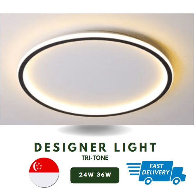 Halo Modern Designer LED Ceiling Light Tri-tone 36W 24W 4HOME SINGAPORE - 4HOME