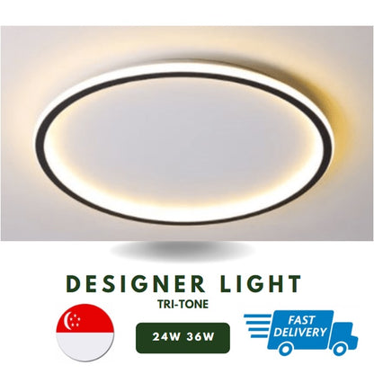 Halo Modern Designer LED Ceiling Light Tri-tone 36W 24W 4HOME SINGAPORE - 4HOME