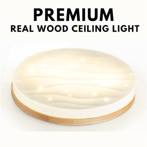 Premium Glittering Real Wood Nordic LED Ceiling Light Tritone Macaron Hamburger 4HOME SINGAPORE - 4HOME