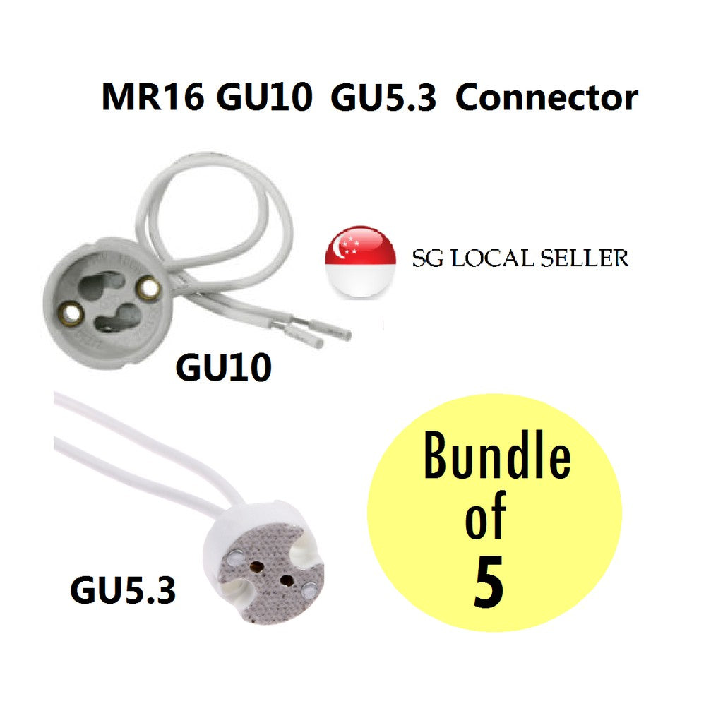 [Bundle Set] GU5.3 GU10 MR16 Lamp Holder Wire Connector Sockets Base 4HOME SINGAPORE - 4HOME