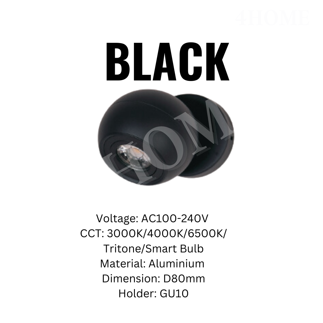 Spherical Ball Globe GU10 Spotlight Wall Light Bedside Ceiling Mount 4HOME SINGAPORE - 4HOME