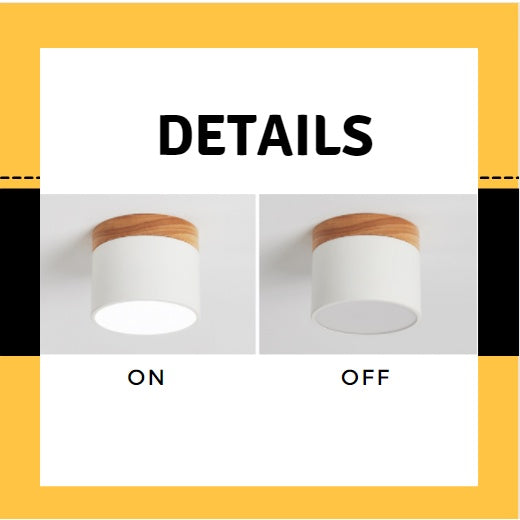 4HOME SINGAPORE 7W Nordic LED Surface Downlight Spotlight Black White Grey with Wood - 4HOME